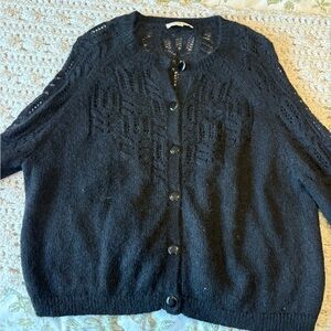 Women's Black Button-Up Sweater